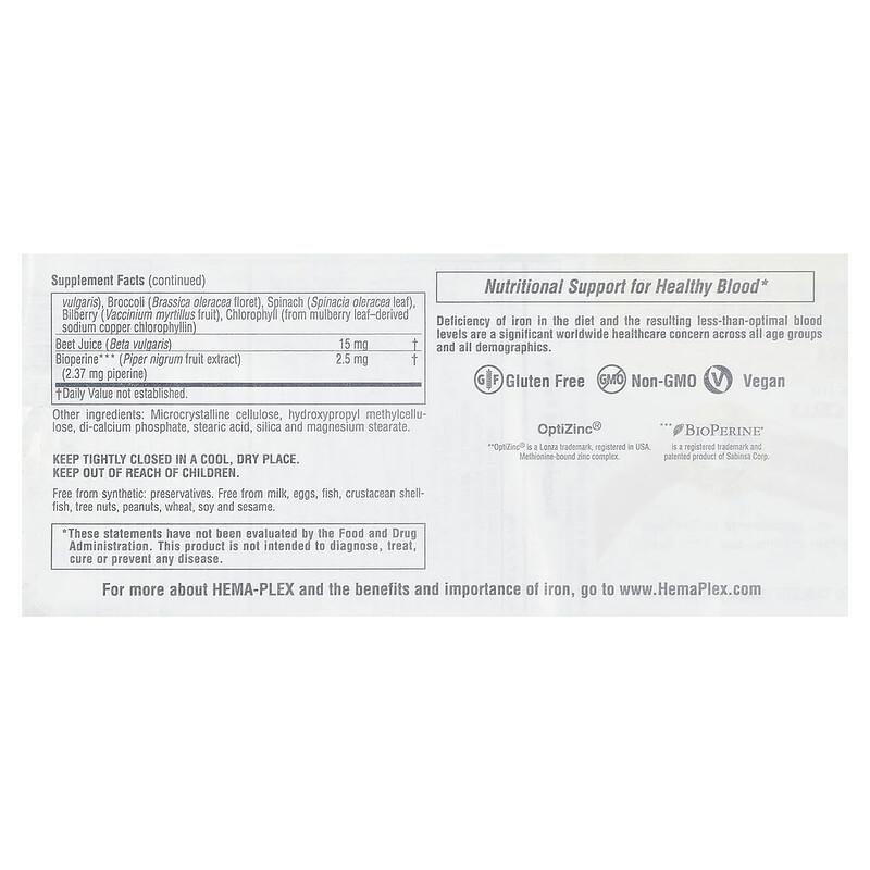 Hema-Plex®, Iron with Essential Nutrients for Healthy Red Blood Cells, 60 Slow-Release Tablets