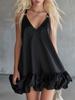 New Summer Women's Collection Elegant and Casual Solid-Color V-Neck Ruffled Mini Skirt