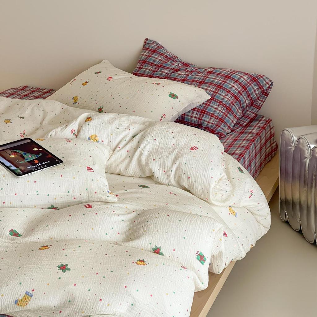 Spring/Summer Soft & Skin-friendly Pure Cotton Gauze 4-Piece Bedding Set: Class A Mother & Baby Grade