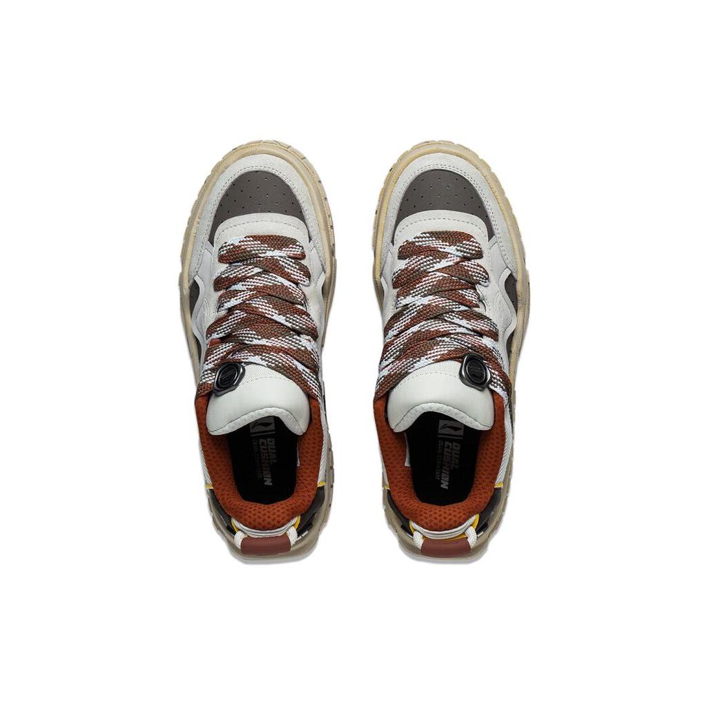 Li Ning 001 UNBLOCK Comfortable Slip Resistant Abrasion Resistant Low Top Skateboard Shoes Men's Taupe AGCT095-4