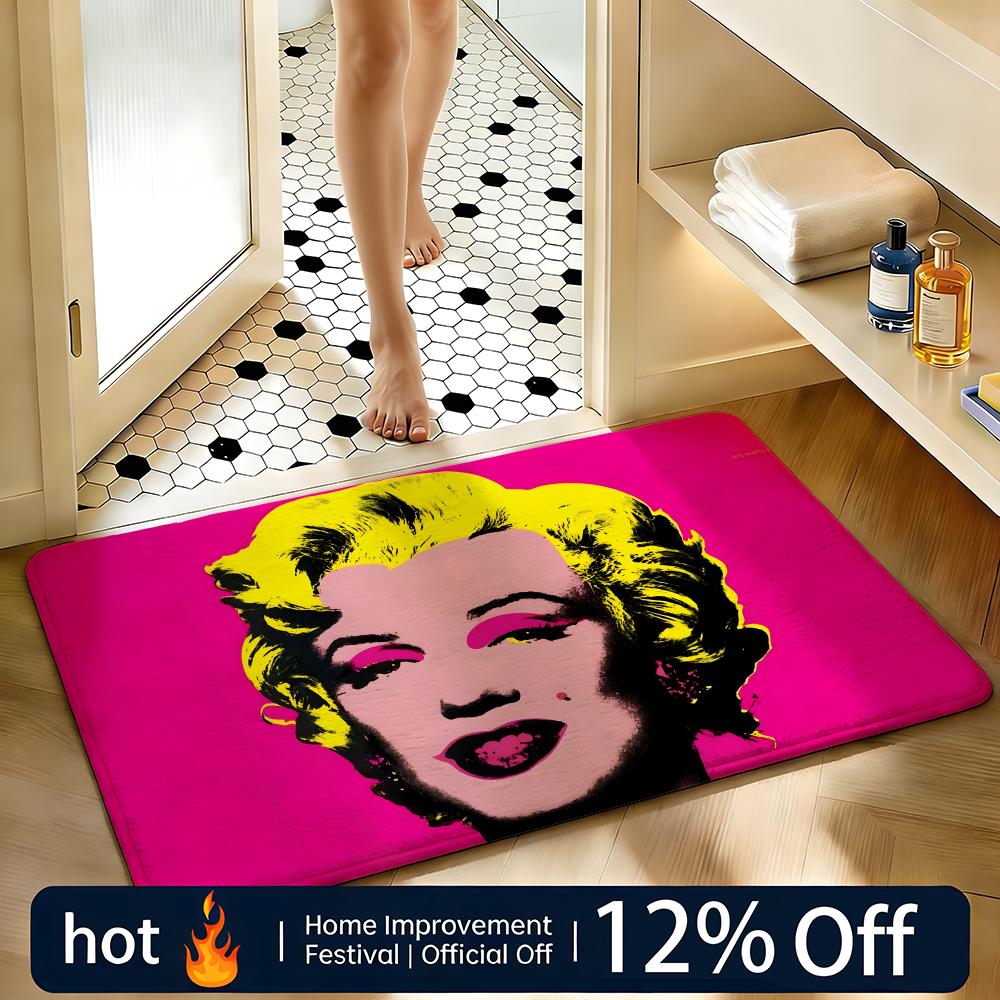 Soft Absorbent Non-Slip Rug Artist Andy Warhol Floor Mat Home Decor Doormat Bedroom Floor Mat Shower Carpet