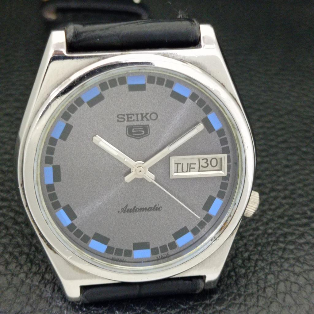 Seiko 5 AUTOMATIC 7009A JAPAN MENS VINTAGE GREY COLOR DIAL WATCH A701567-5 R206b-a701567