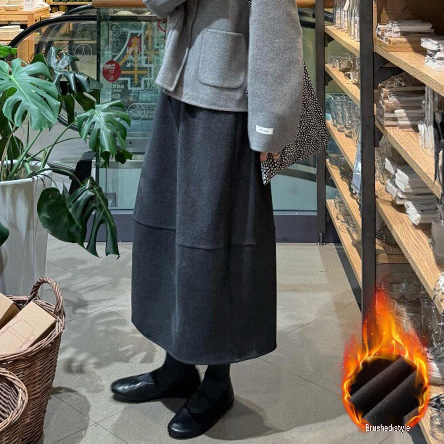 

Deep Gray Elastic Waist Women s Wool Skirt - Slimming Mid-Length for Autumn/Winter 2025 M (100-115 jin) глубокий/серый