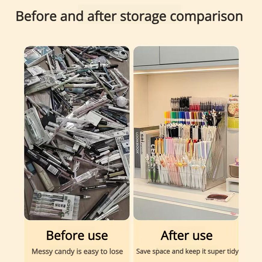 1pcs Large-Capacity Acrylic Desk Divider Watercolor Pencil Organizer Stationery Store Storage Rack Marker Pencil Holder