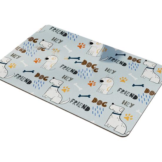 Tischset für Haustiere, durchsichtiger Druck, schnelle Wasseraufnahme, Kunstleder, Cartoon-Muster, für Hunde, Katzen, Napf, Tischset, Heimtierbedarf