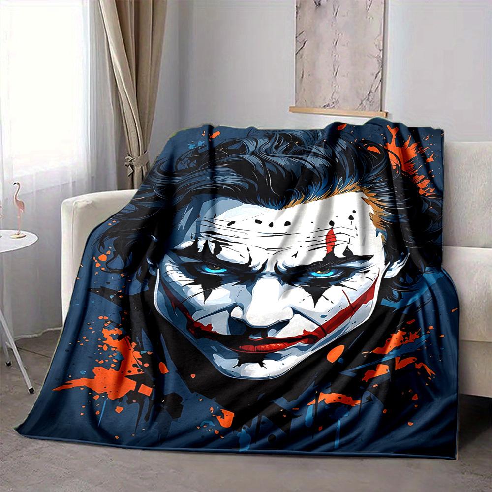 1pc Joker Flannel Throw Blanket - HD Printed Lightweight Soft Warm All-Season Blanket for Sofa, Bed, Travel, Camping 106
