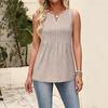 Women's Fashionable  V-neck Loose Casual Pleated Sleeveless Vest Top