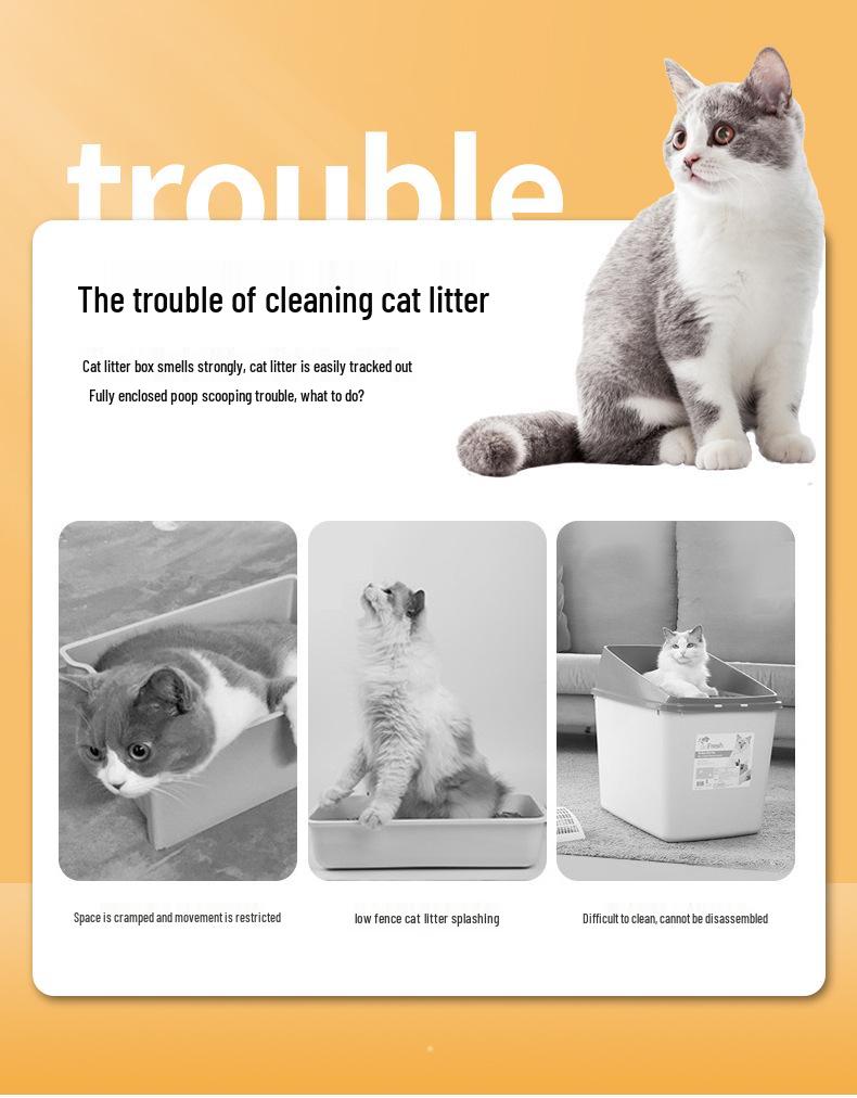Foldable Odor-Resistant Cat Litter Box: Enclosed, Anti-Splash Design for Easy Cleaning