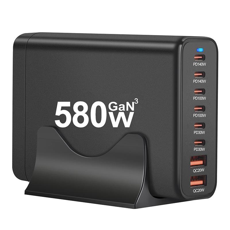 580W Gan-Ladegerät 8-Port USB Typ C Desktop-Ladestation Telefon Schnellladung Für iPhone 16 15 iPad Macbook Laptop Tablet Samsung