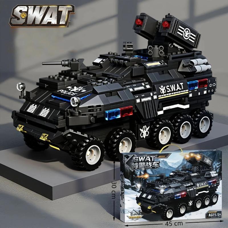 Linyi Toy Unisex Black High-Quality 1000Pcs High-Quality Building High-Quality Blocks High-Quality High-Quality Police High-Quality Car High-Quality Building