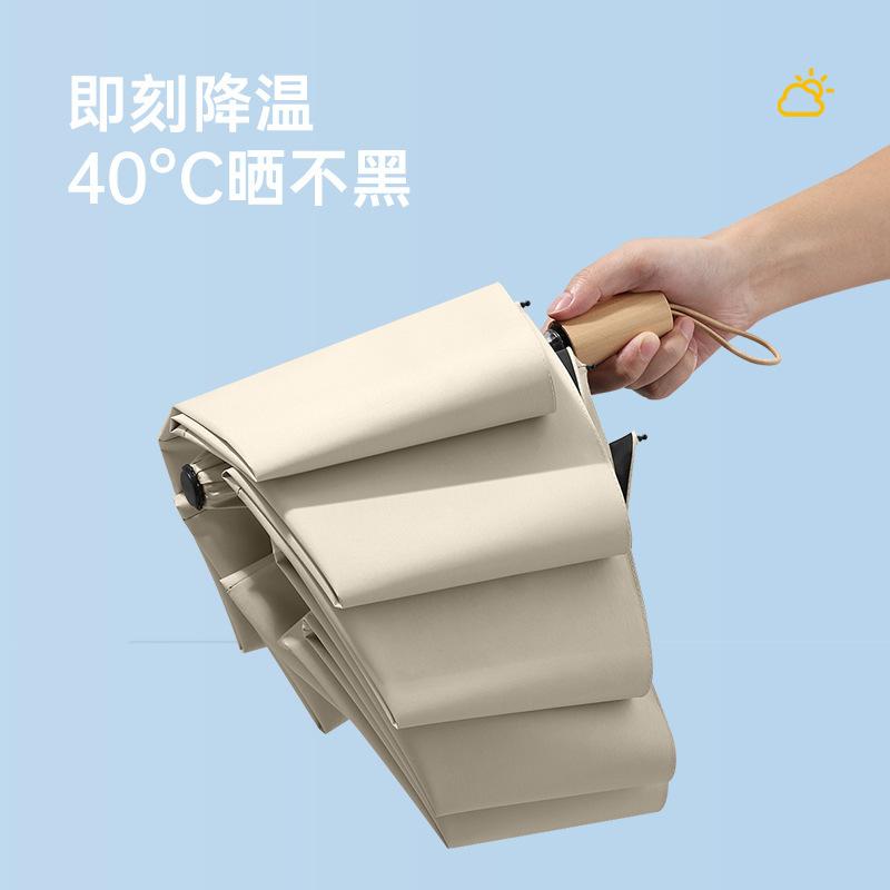 Tri-fold manual business umbrella Sun umbrella Vinyl sunscreen Folding umbrella Reinforced windproof solid color rain umbrella