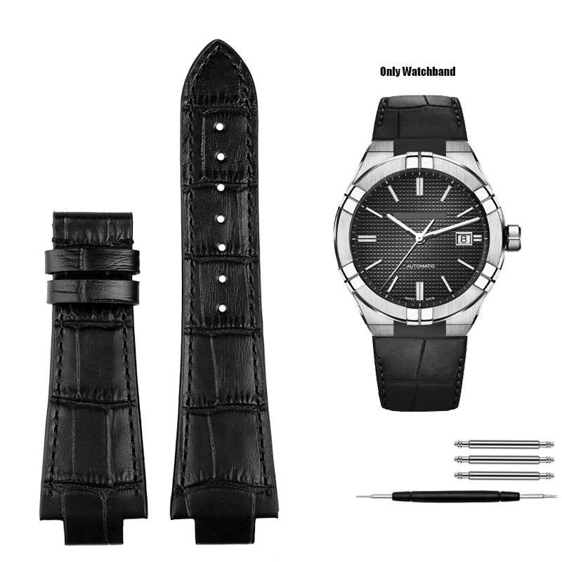 

For MAURICE LACROIX AIKON Cowhide Men s Watch Strap AI1018 AI6058 AI6038 AI6008 Crocodile Leather Bracelet 24*13MM Watch band 24-13mm