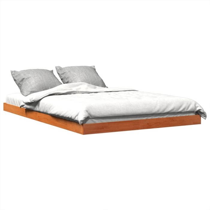 VidaXL Cadre de lit cire marron 140x200 cm bois de pin massif, meuble de chambre à coucher, sommier, lit en bois, 847150