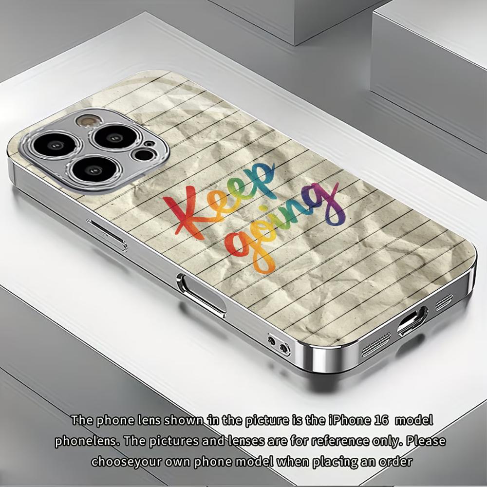 Colorful motivational paper phone case for funda iphone for iphone 17 pro max cover glass for iPhone 17 16 15 14 13 pm Pro Plus