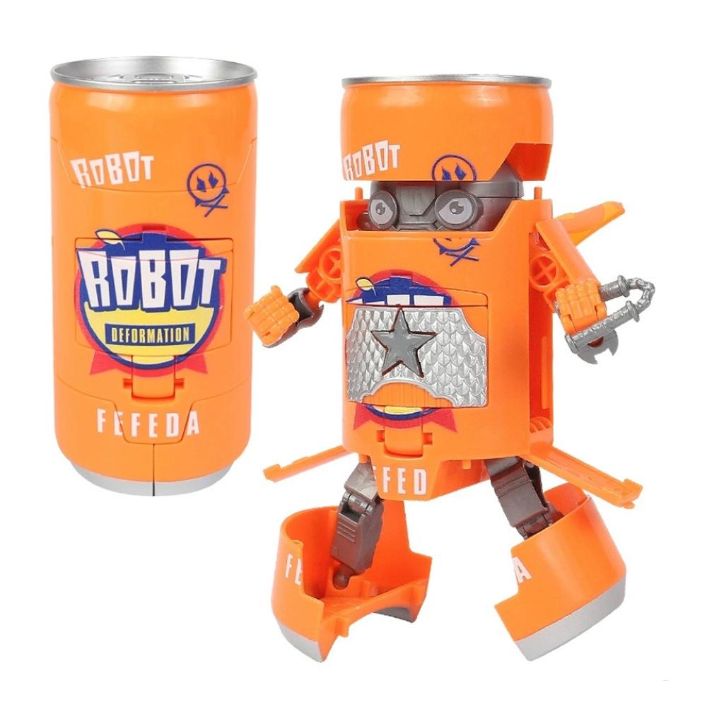 Can-Shaped Transforming Robot Action Figure Innovative Warrior Miniature Learning-Enhancing Playthings Transformed Beverage Robot Plaything for