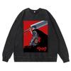 Heavyweight 360g Washed Vintage Berserk Anime Streetwear Cotton Pullover Hoodie-Free Crewneck Sweatshirt Men