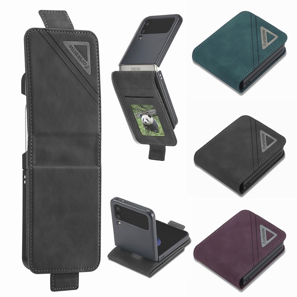 Custodia in Pelle di Lusso per Samsung Galaxy Z Flip 7 FE 6 5 4 3 5G Flip6 Flip7 Portacarte Portafoglio Borsa Copertura Protettiva Custodia