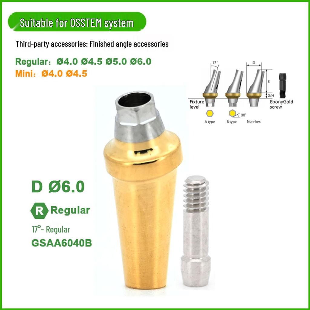 Kompatibler Titan-Basisaufbau für OSSTEM-Implantate: Abgewinkelte Einzelkronen-Restauration