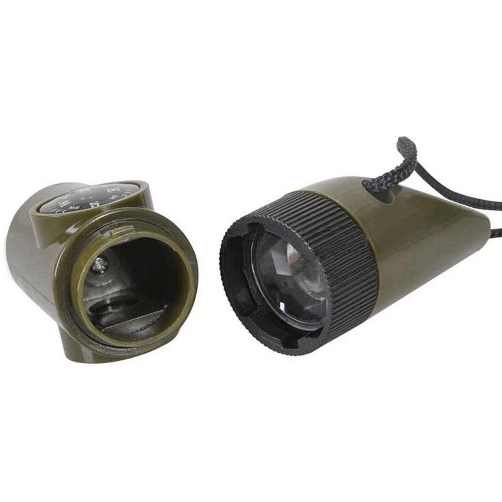 7-in-1 Multifunctional Survival Whistle with LED Light, Thermometer & Compass