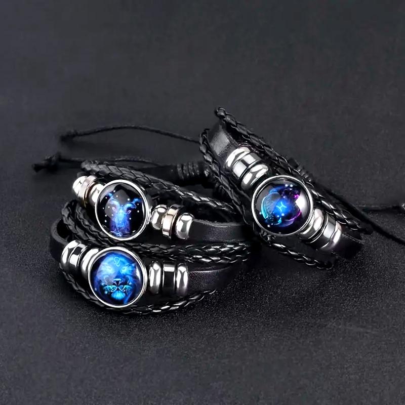 

1 шт., очаровательный женский модный многослойный браслет из 12 созвездий, тканый мужской кожаный браслет, подарки