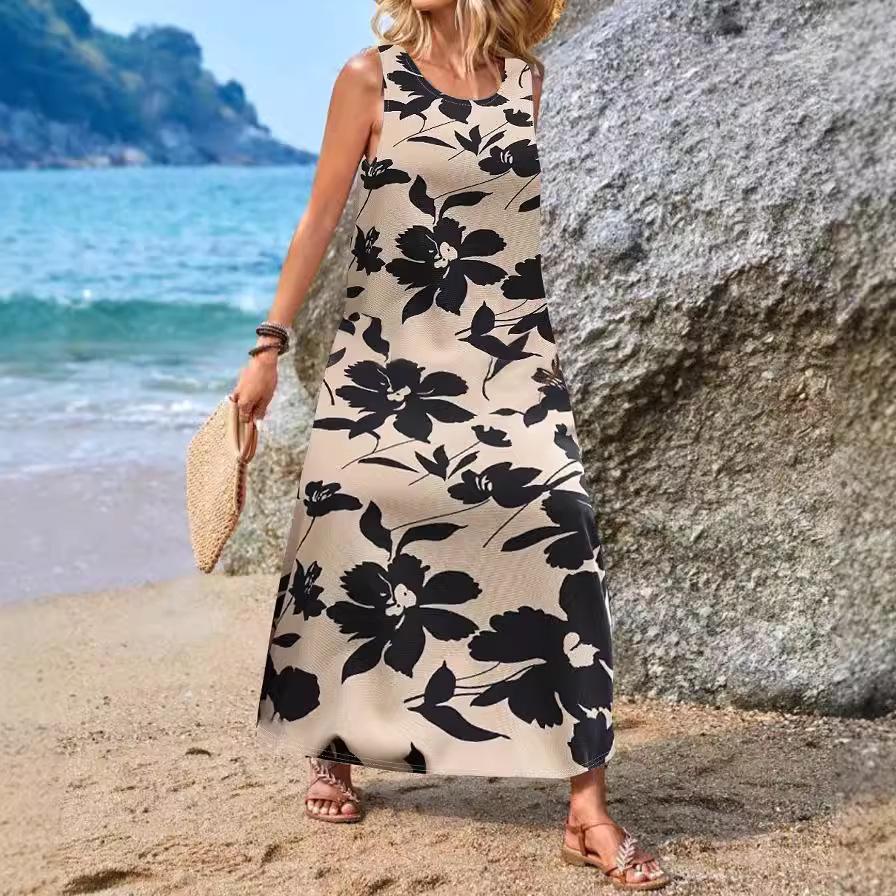 2024 Sleeveless Bohemian Print Women's Casual Dress