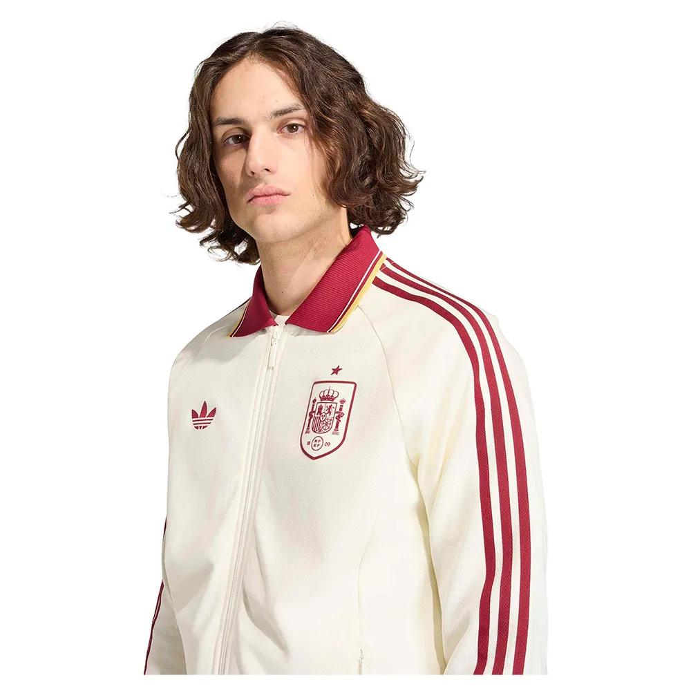 adidas Spanien Auswärts Originals Sweatshirt durchgehender Reißverschluss Beige