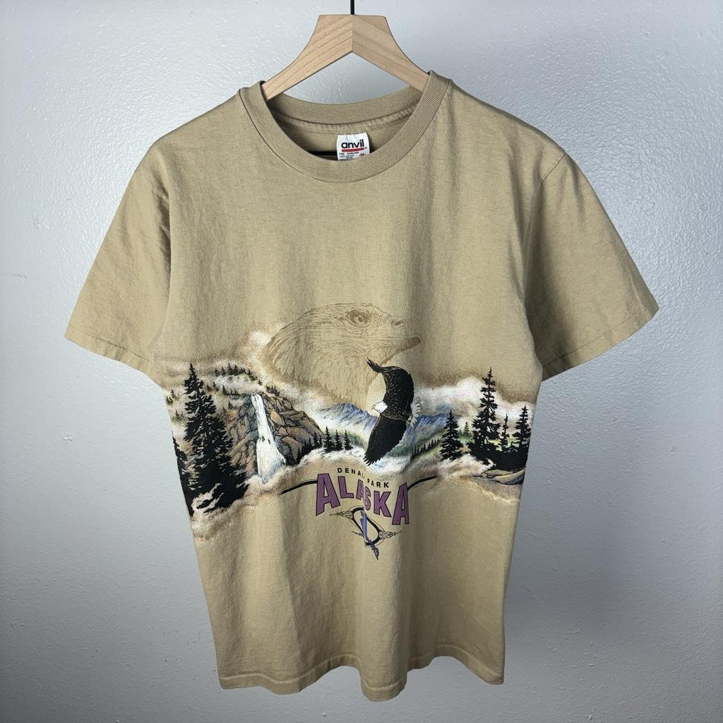 Vintage Alaska Tourist Nature Eagle Mountains USA Single Stitch T Shirt Size M Unisex T-Shirt