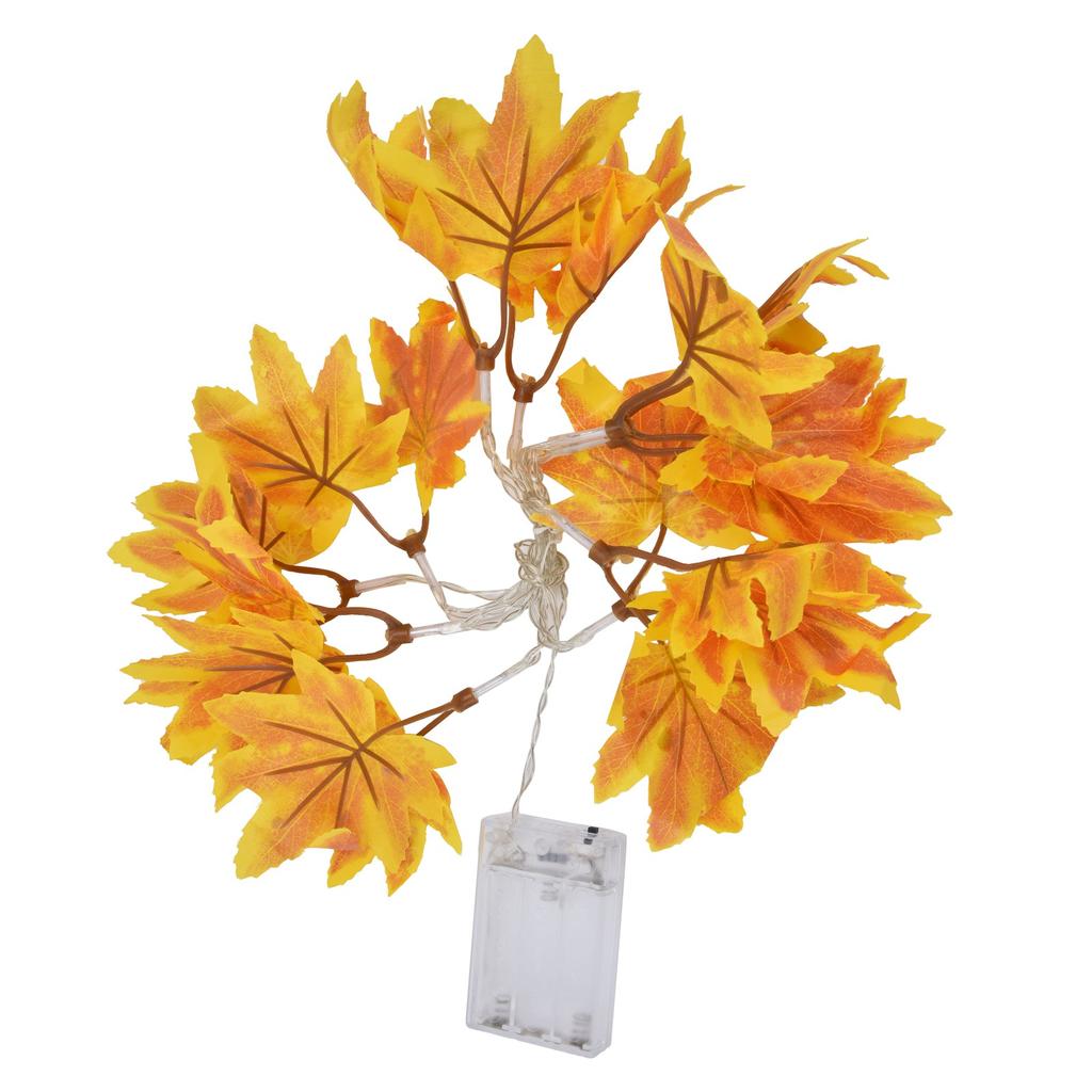 LED Yellow Leaf Light Battery Powered Durable Autumn Maple String Light for Indoor Outdoor Party