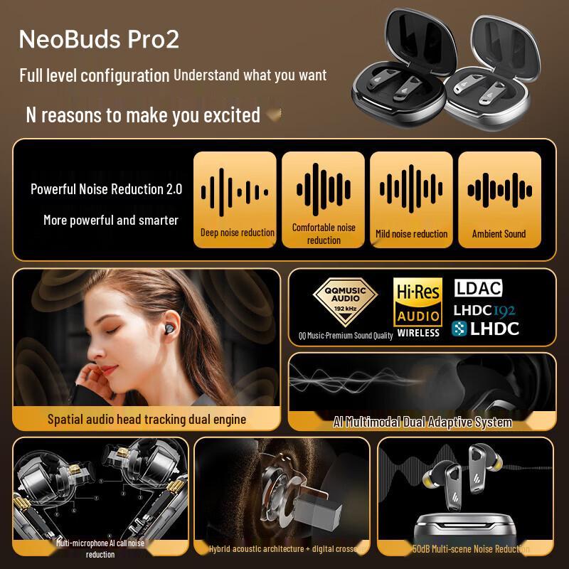 Edifier NeoBuds Pro2 Gold Label ANC Earbuds