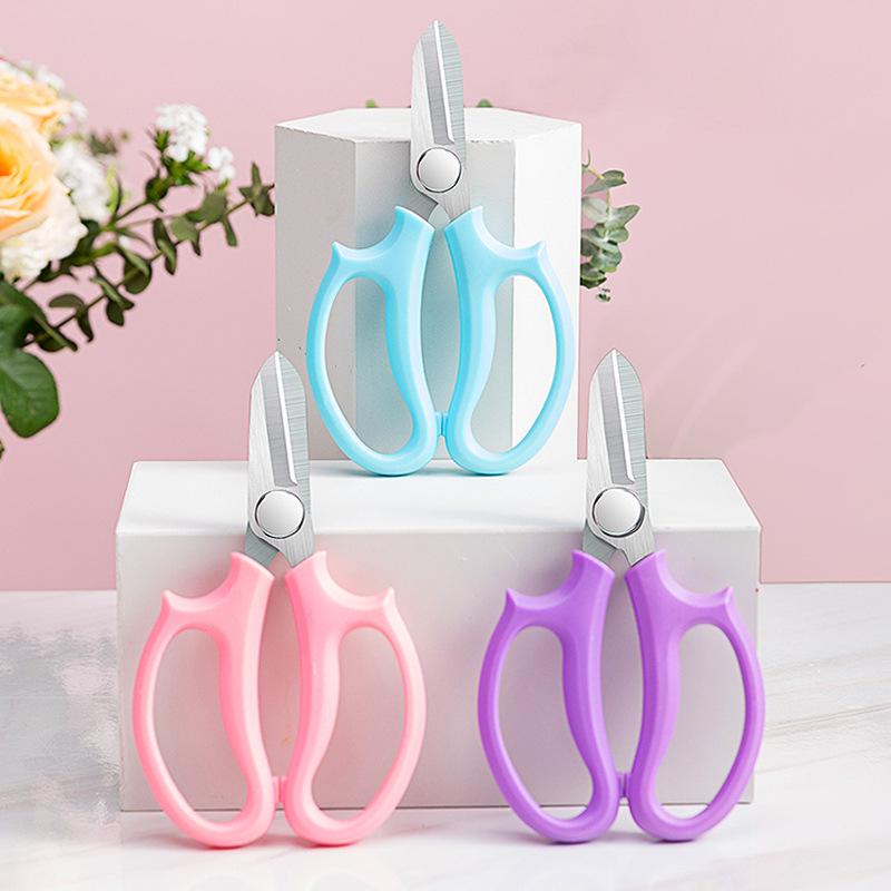 Wide-Head Household Pepper Picking Artifact Gardening Pruning Shears for Branches Flower Arranging Scissors Garden Hand Tools Pink