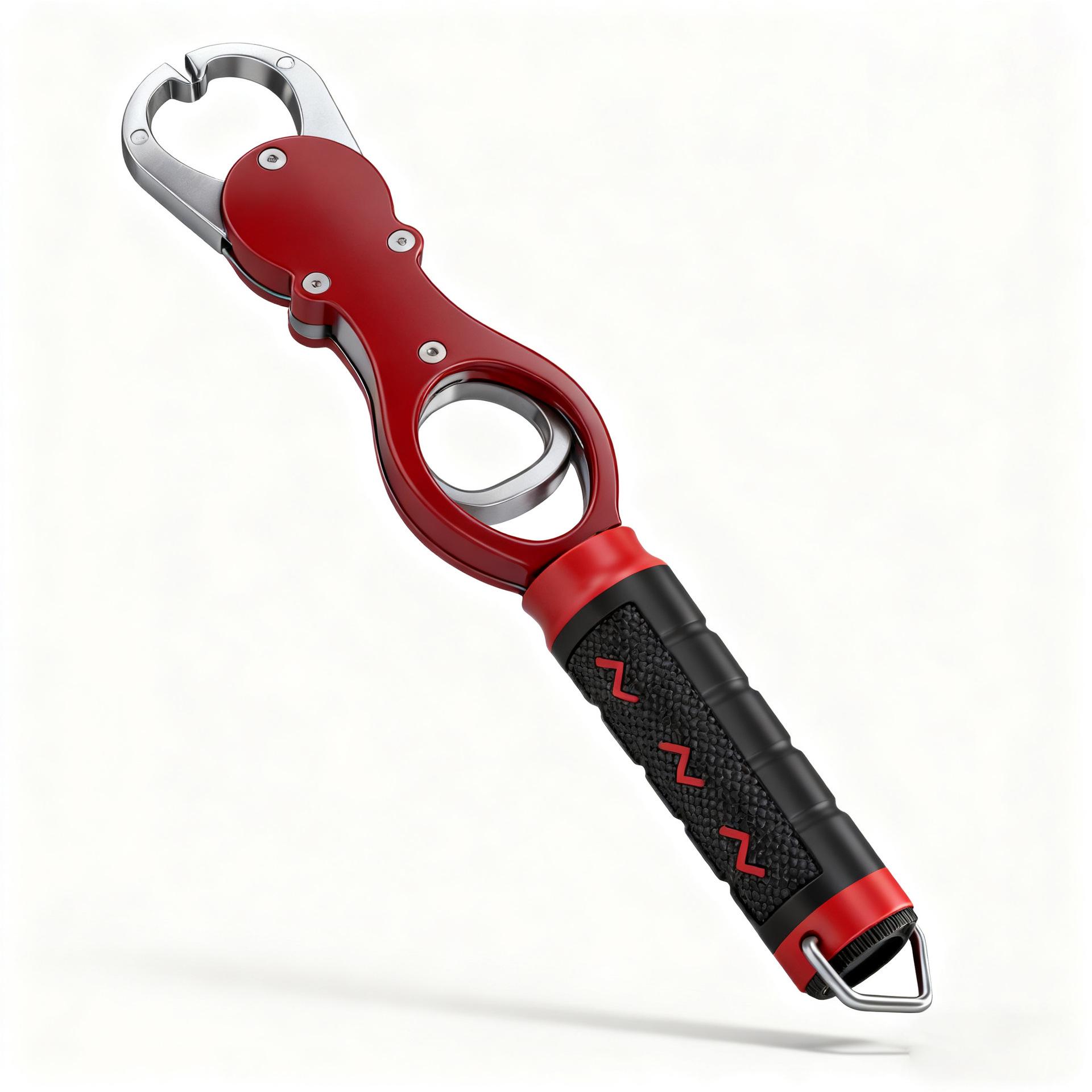 Rotatable Fishing Gripper with Scale & Ruler Control, Aluminum Alloy, Includes Fishing Pliers красный