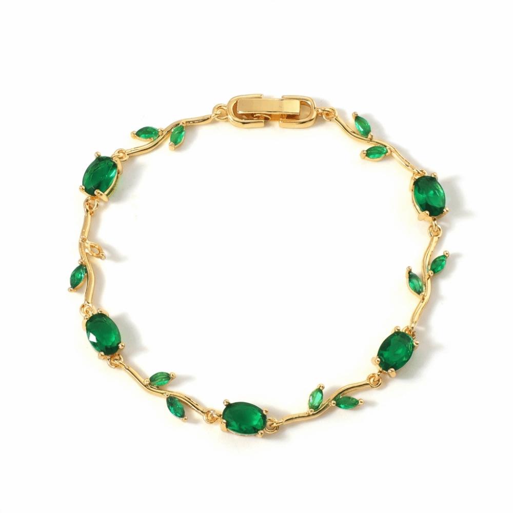 Luxury Sparkling Leaf Chain Gold Silver Color Crystal Sparkling Leaf Bracelets  Jewelry Gift