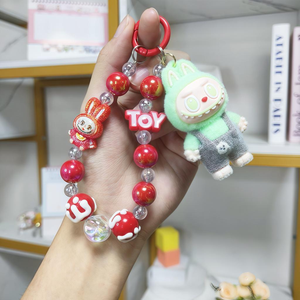 Cartoon Soft Rubber Flocked Rag Keychain Bag Pendant Blind Box Trendy Cool Rag Mobile Phone Chain Couple Small Gift