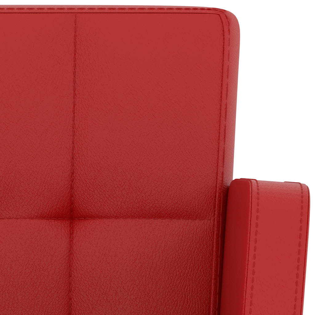 Bar Stool Set 2 Pieces Red Faux Leather