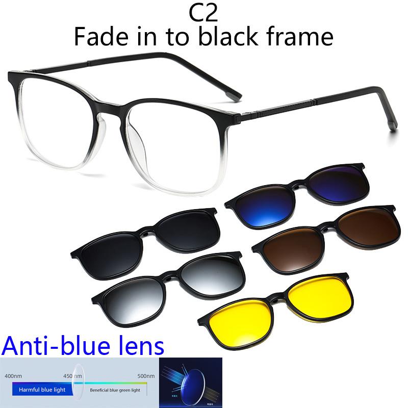 Anti Blue Light Blocking Lens Myopia Sports Magnetic Mirror Sets Polarized Square Sunglasses Sping Hunge Big Metal Frame
