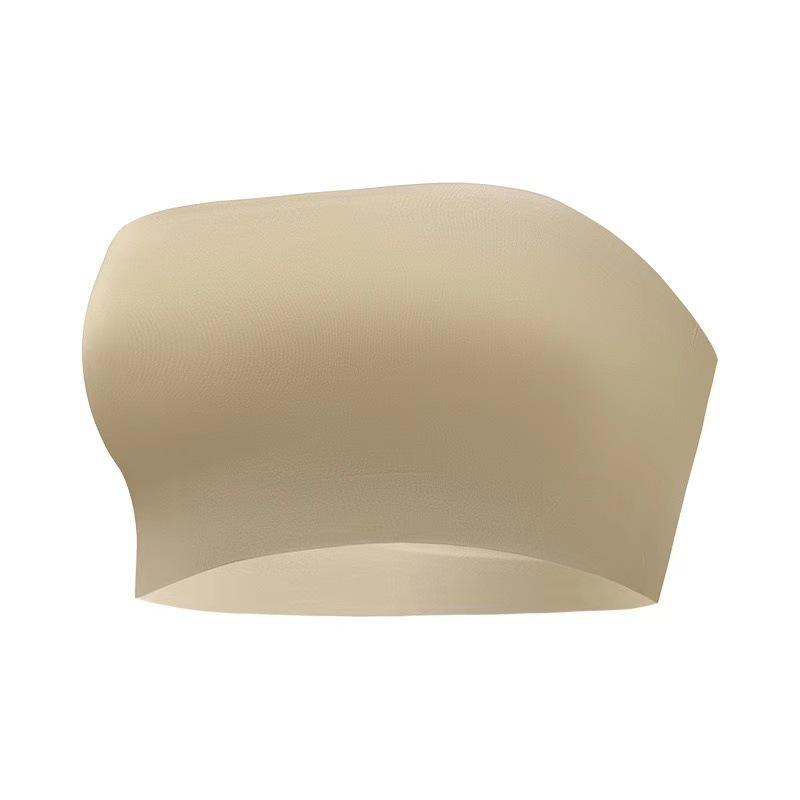 Plus Size Strapless Anti-Slip Push-Up Ice Silk Bandeau Bra for Small Busts M телесный
