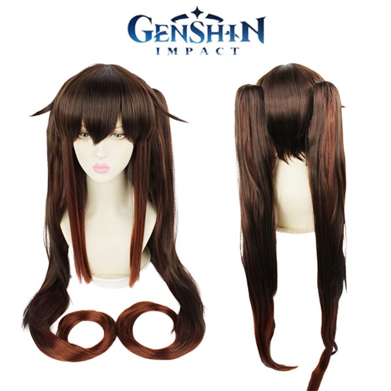 Soft And Heat-resistant Genshin Impact Hutao Cosplay Wig Ponytail For Role Playing And Parties