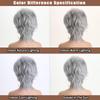 Women Stylish Short Layered Brown Hair Synthetic Silver Gray Wigs with Bangs for Daily Cosplay Lolita Heat Resistant Fibre