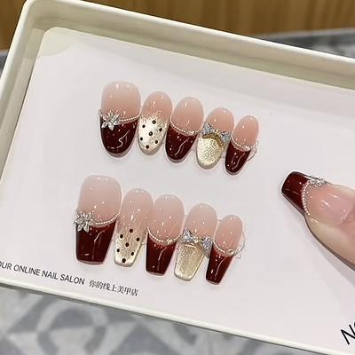 Pure Hand-made Phototherapy Wears Nail Red Zhaoyuan Finished Product Reusable Nail Art Patches