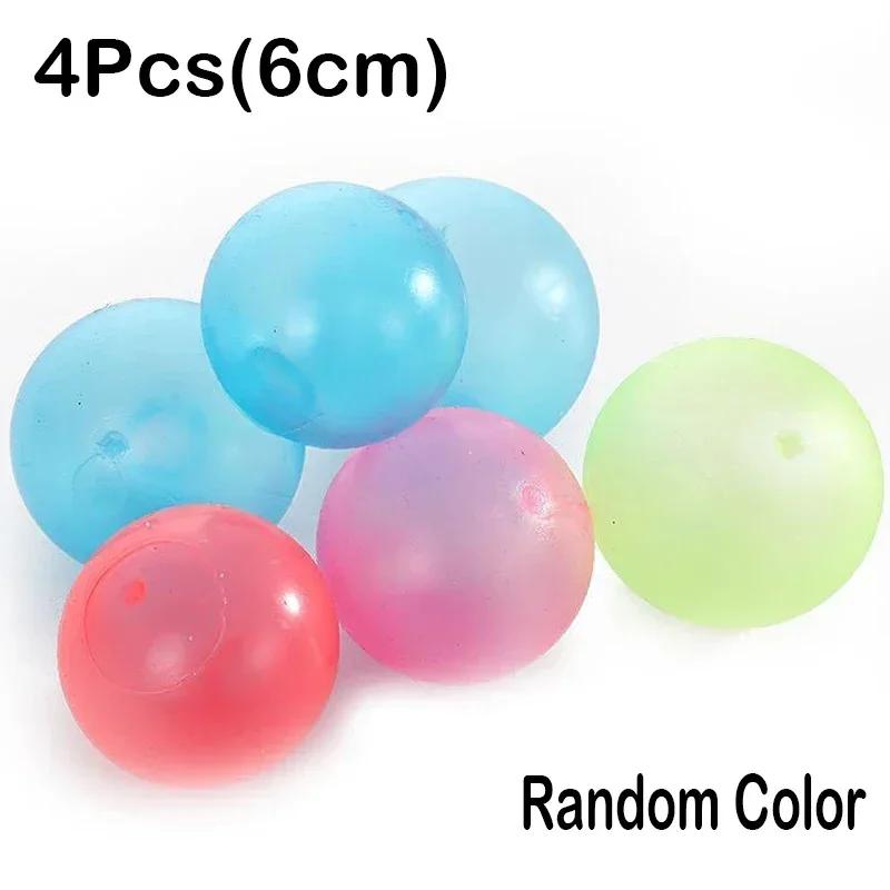 1-4Pcs Luminous Balls High Bounce Glowing Ball Sticky Wall Home Party Decor Kids Adult Gift Anxiety Stress Relieve Toy 4.5Cm/6Cm