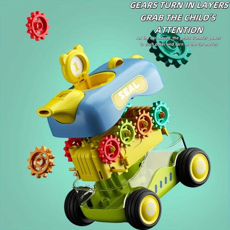 4 Pack Inertial Cartoon Gear Whistle Toy Cars Educational Crawling Toy Cars Slide Proof Boy/Girl Perfect Birthday Gift Christmas Gift Halloween Gift