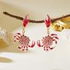 Vacation Style Creative Colorful Crab Drop Earrings For Women Cute Animal Crab Enamel Textured Earring Beach Party Jewelry Gift