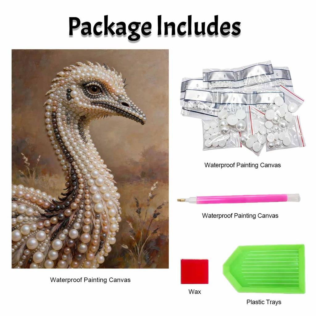 DIY 3D Pearl Diamond Painting Art Set Ostrich Bird Animal Home Decor Art Set Wall Art