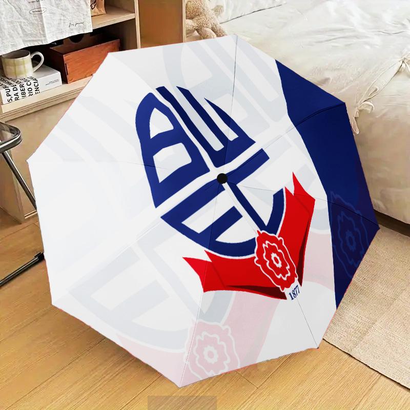 Bolton Wanderers Crest Design Automatic Folding Umbrella - 8-Rib Travel Umbrella with Auto Open/Close & Portable Gifts for Holidays or Birthdays