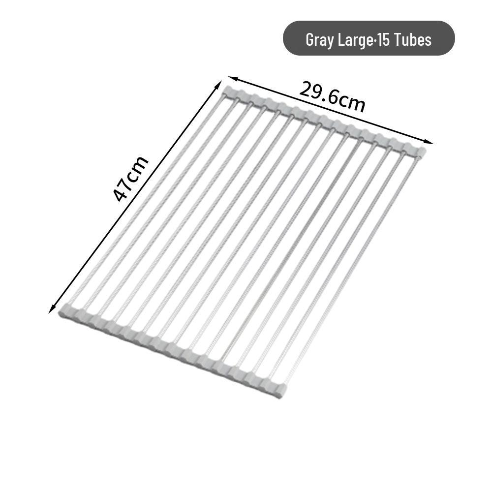 Black Stainless Steel Foldable Drain Rack for Kitchen Sink
