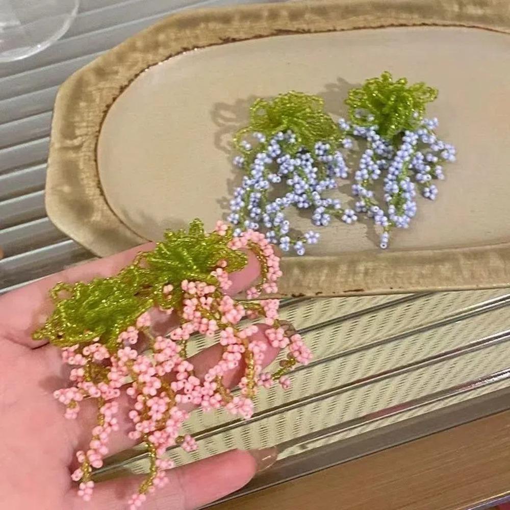 Sweet Beach Earrings Crystal Petals Stud Earrings Flower Dangle Earrings  Spring Summer