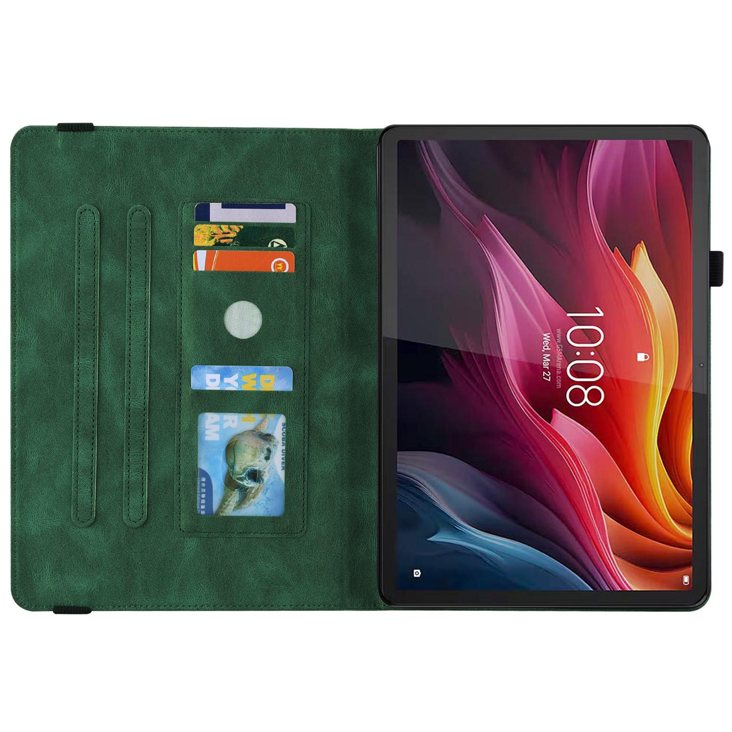 

For Lenovo Tab K11 Plus Case Butterfly Flower Imprint PU Leather Tablet Cover with Card Slots Blue