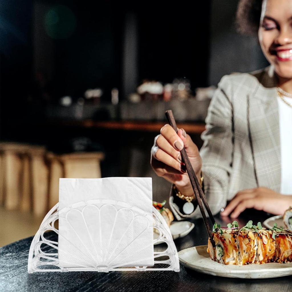 6pcs Clear Napkin Holder Decorative Semicircle Tissue Organizer Stand for Kitchen Dining Table and Stylish Tabletop Napkin Storage