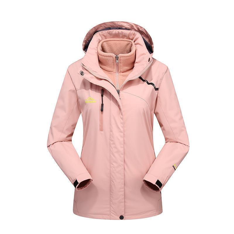 Windproof Outdoor Jacket Set: Couples' 3-in-1 with Detachable Fleece for Men & Women, Ideal for Autumn & Winter