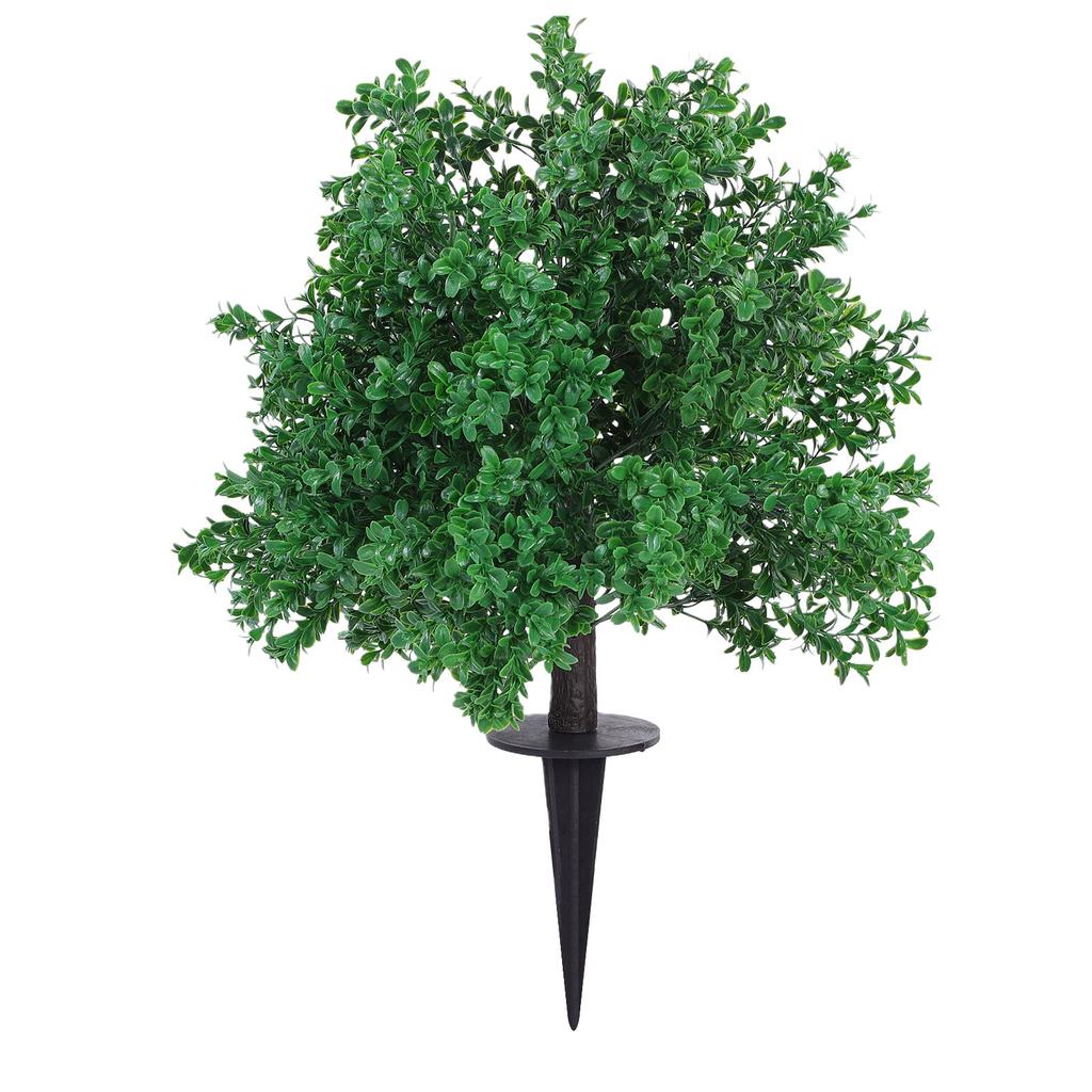 2pcs Artificial Boxwood Topiary Ball Tree Faux Bushes Shrubs with Ground Spike for Front Porch Outdoor Garden Decor